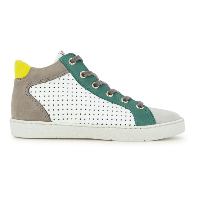 Top Zip and Lace Sneakers Chrome green