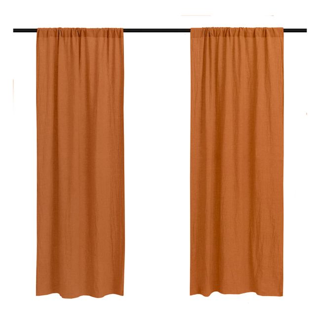 Vorhang zum Überziehen oder Festklemmen Vorgewaschene Leinen- 140x280 | Karamel