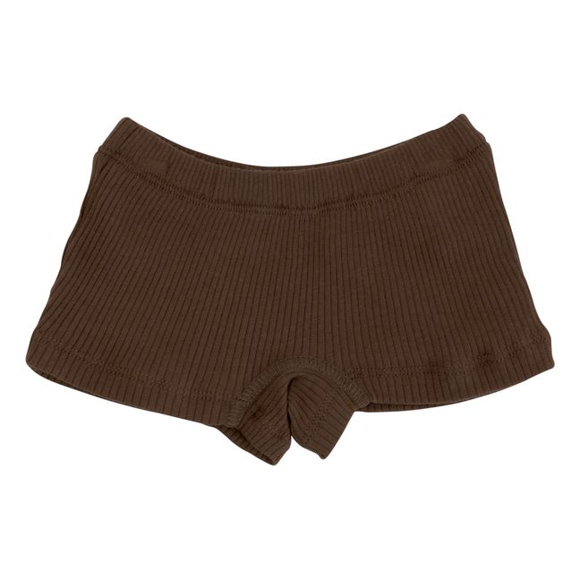 Gerripte Shorts aus Bio-Baumwolle Nurdan Schokoladenbraun