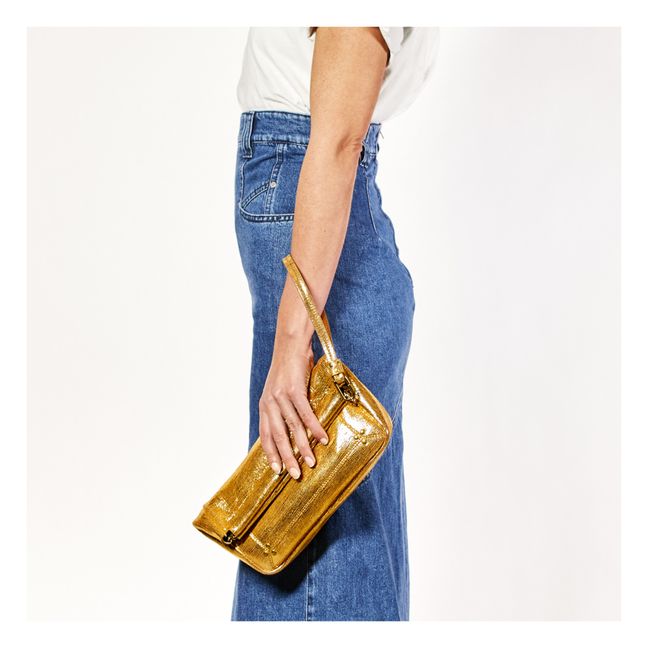 Soft Lamé Leather Bag - L Gold