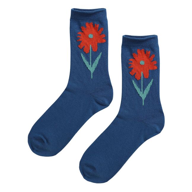 Flower Socks Navy blue
