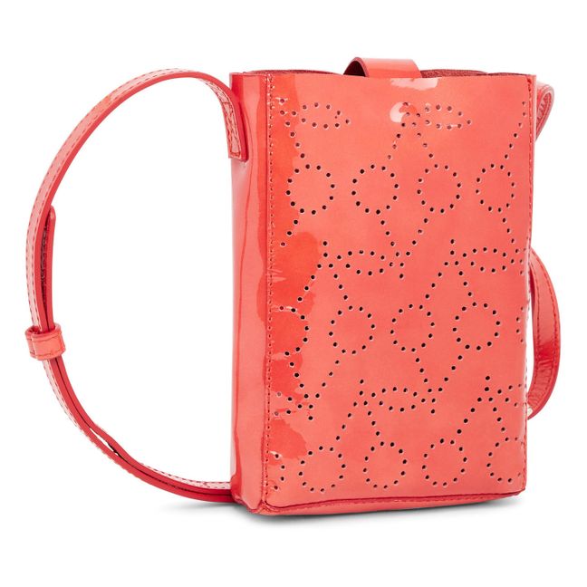 Cherry Perforated Leather Pouch Red