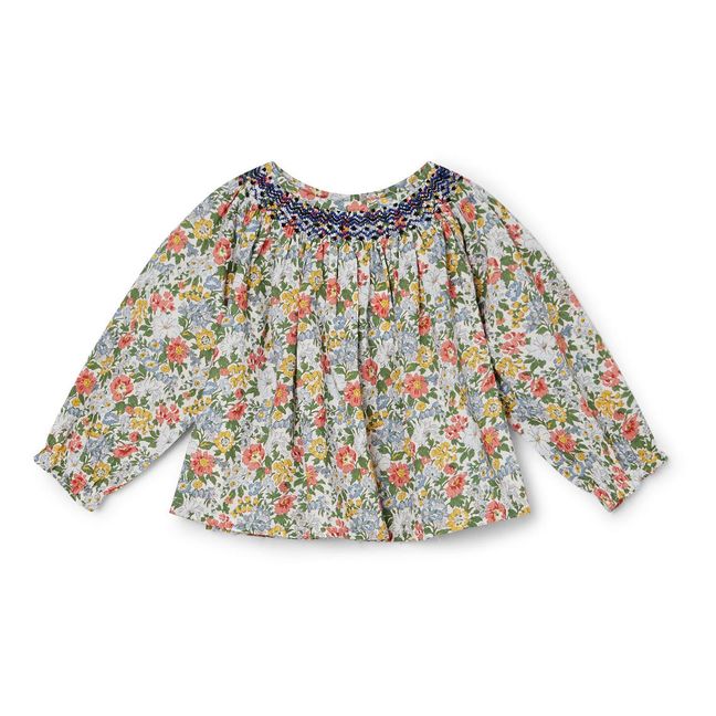Griotte Organic Cotton Exclusive Liberty Smocked Blouse Ecru