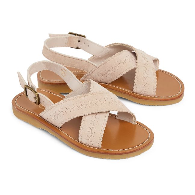 Akin Perforated Leather Sandals Peach