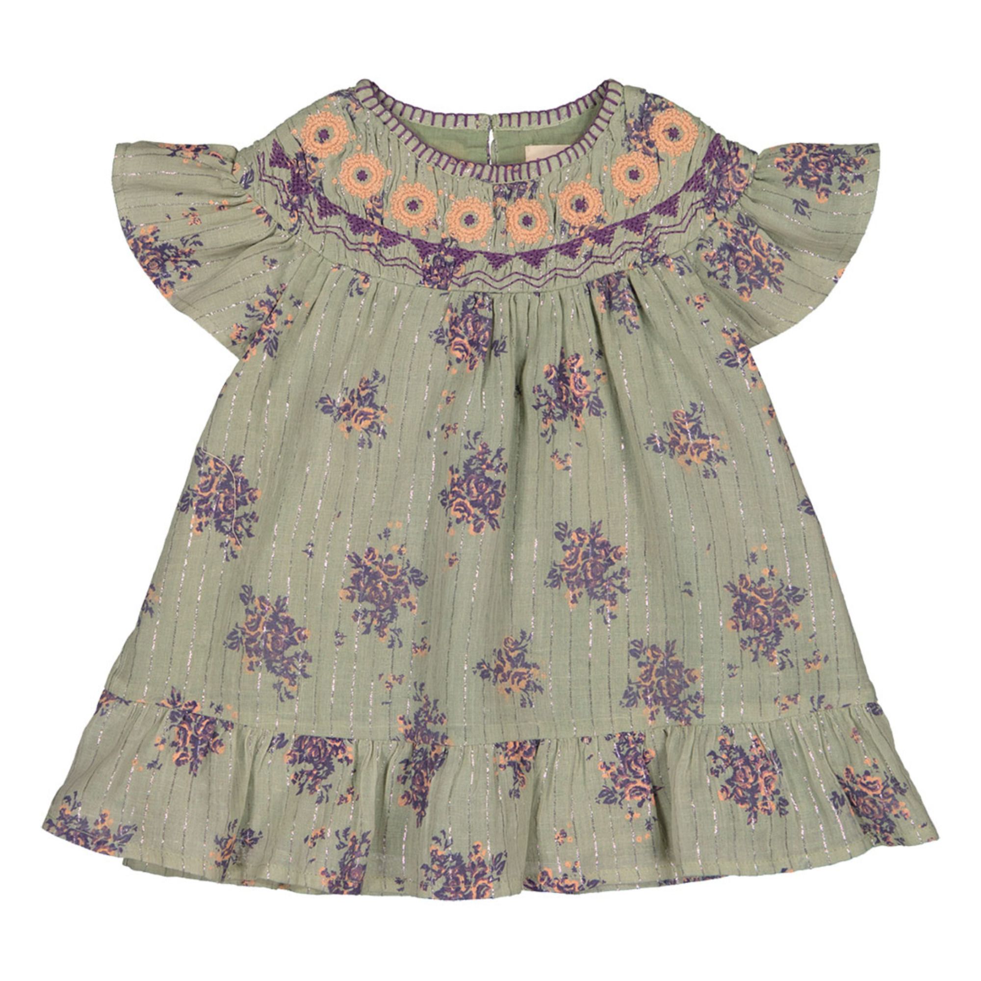 Aurora Embroidered Dress Sage- Product image n°0