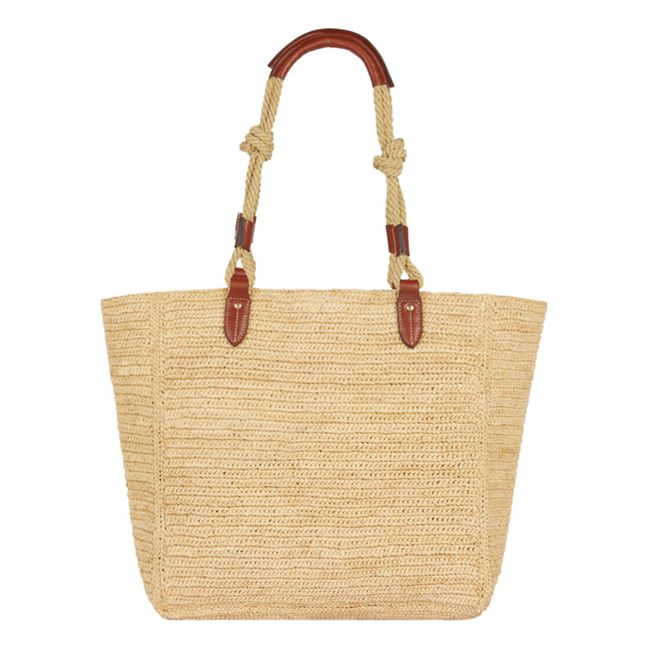 Holly Raffia and Leather Tote Bag Natur