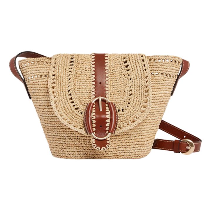 PM Raffia and Leather Basket Natural