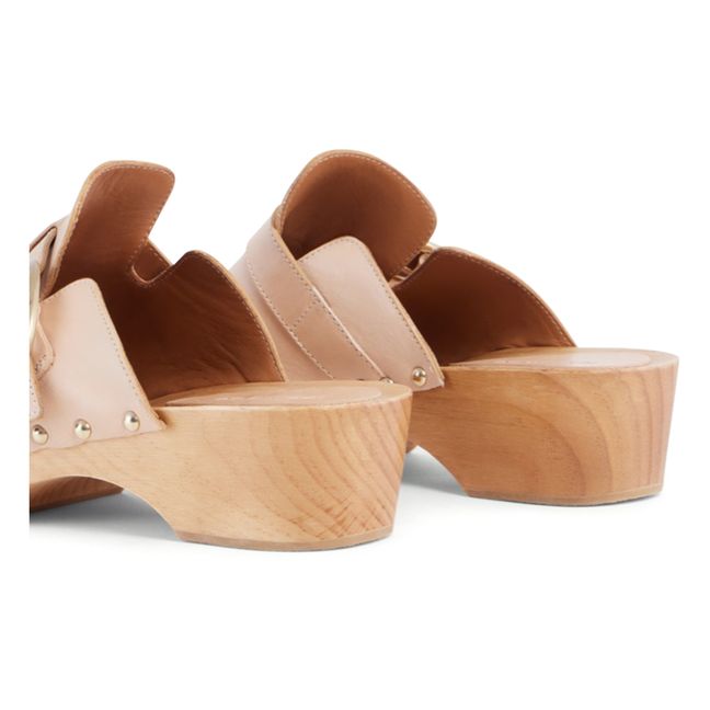 Vegetable-Tanned Leather 40MM Clogs Cream