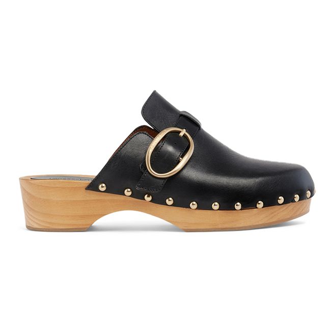Vegetable-Tanned Leather 40MM Clogs Black