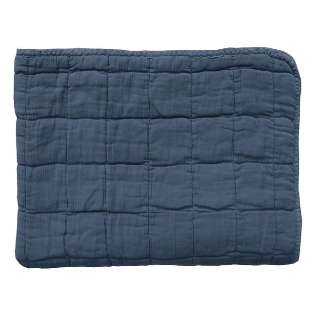 Quilted Cotton Blanket Blu marino