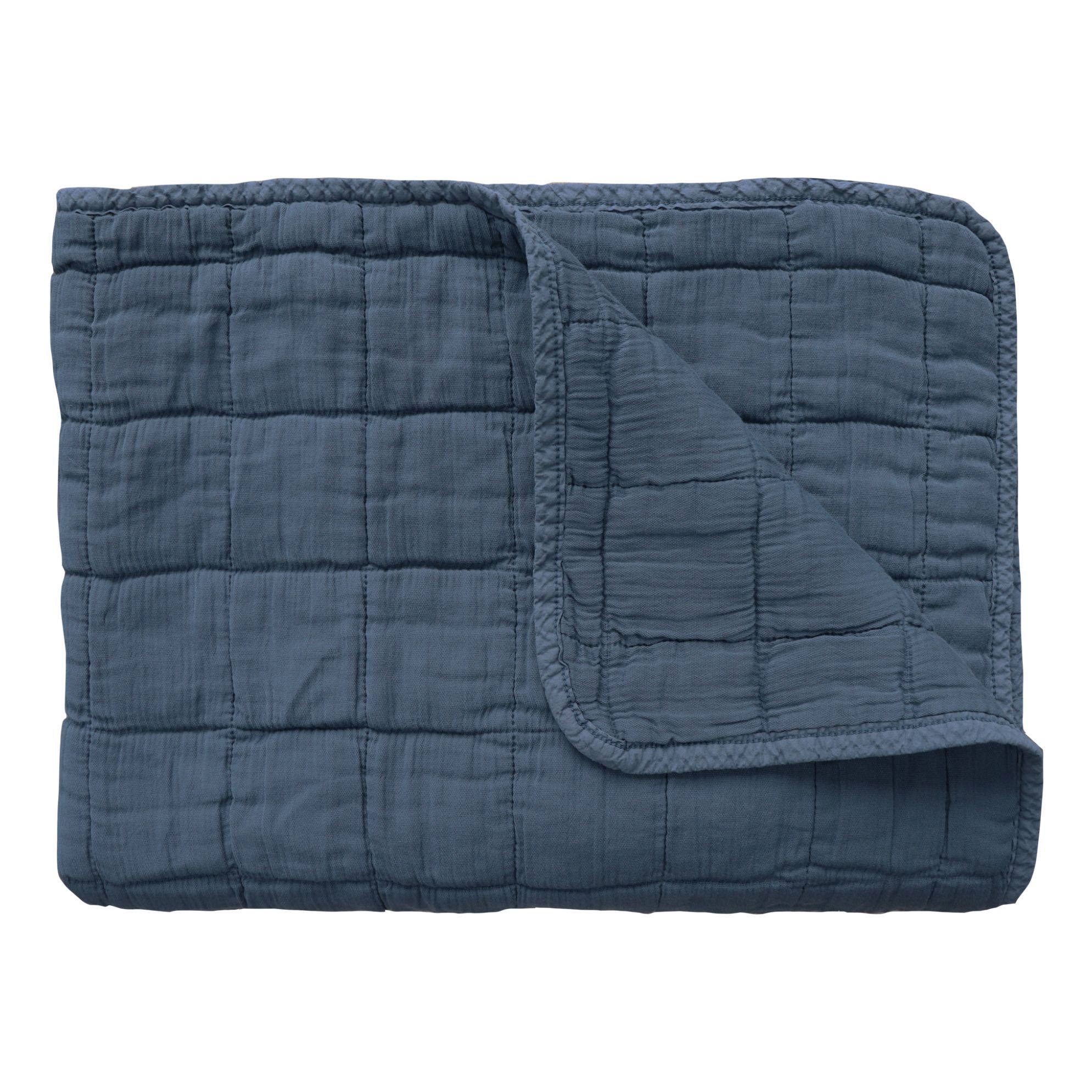 Couverture matelassée en coton Bleu marine- Image produit n°2