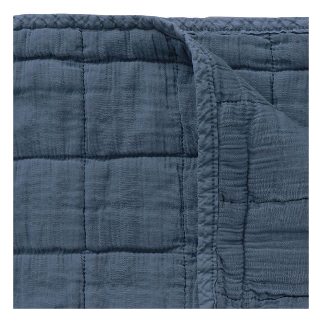 Quilted Cotton Blanket | Navy blue