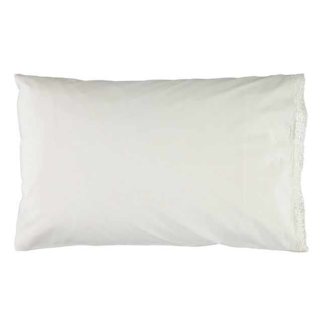 Funda de almohada de percal de algodón orgánico | Blanco