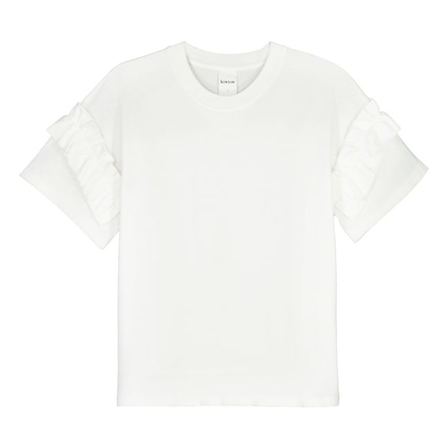 T-Shirt Rüschen aus Bio-Baumwolle Weiß