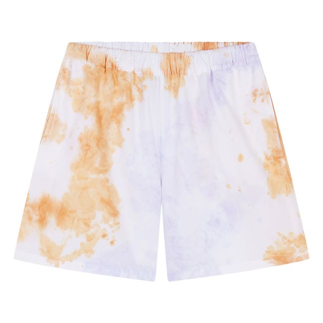 Pantalón corto de algodón orgánico Tie and Dye Naranja