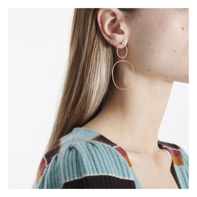 Bea 2 Dot Earrings XL | Gold