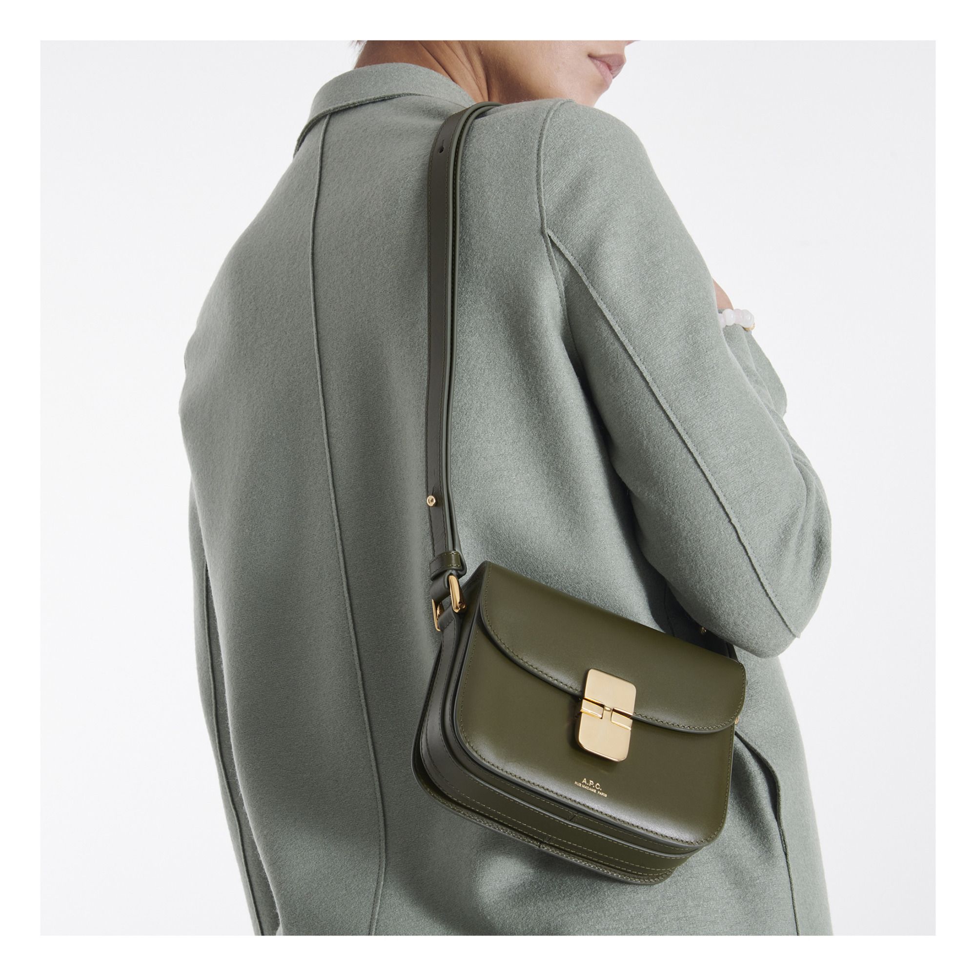 A.P.C. Grace Small Smooth-leather Cross-body Bag in Green