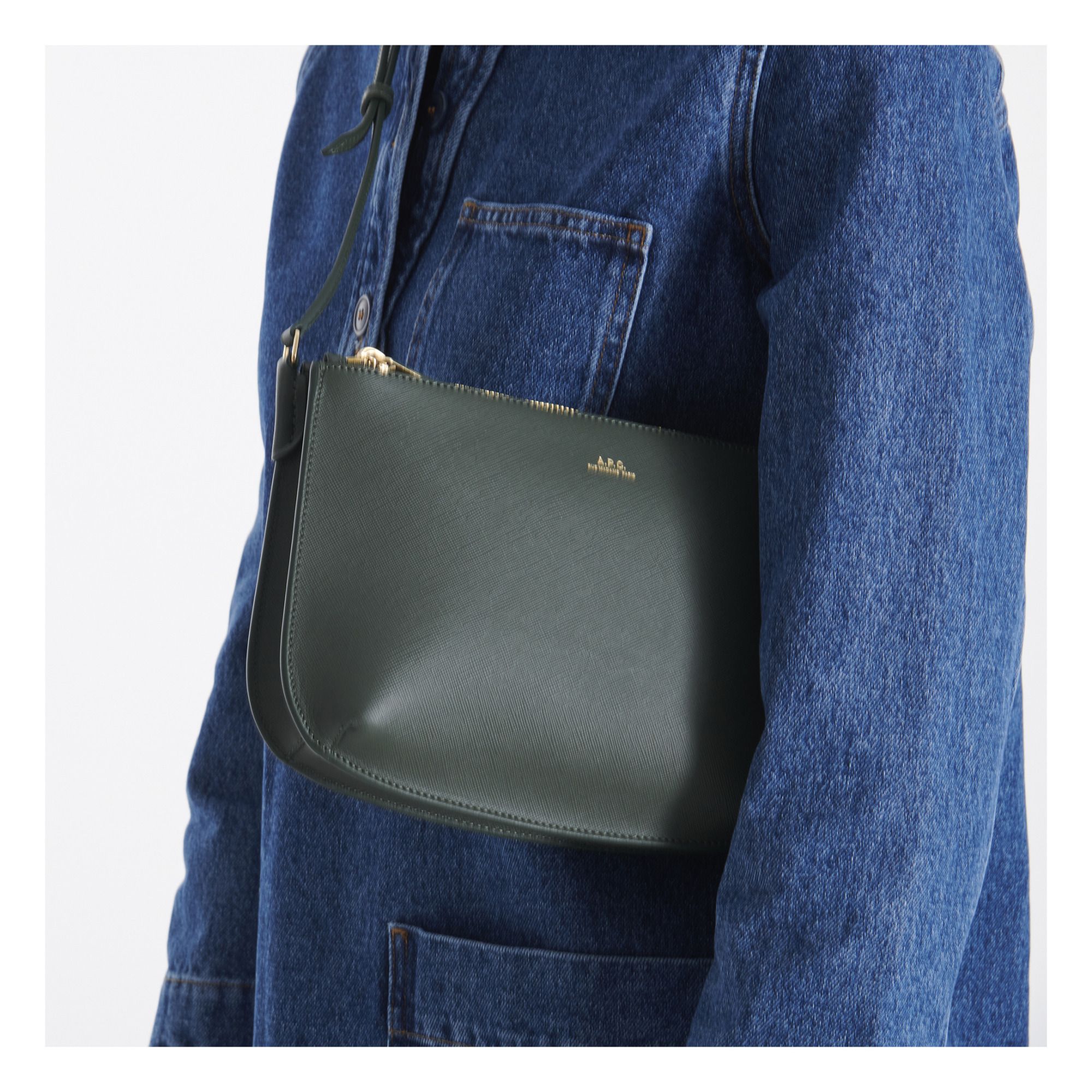 Sarah Embossed Leather Bag Dark green- Product image n°1