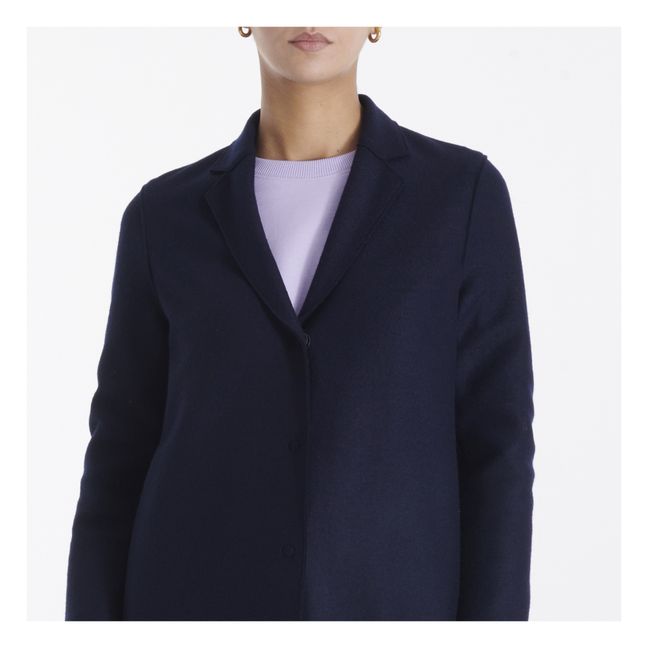 Abrigo de lana prensada Cocoon Azul Marino