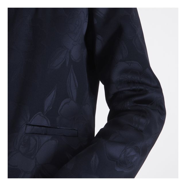 Kitson Jacquard Flower Jacket | Navy blue