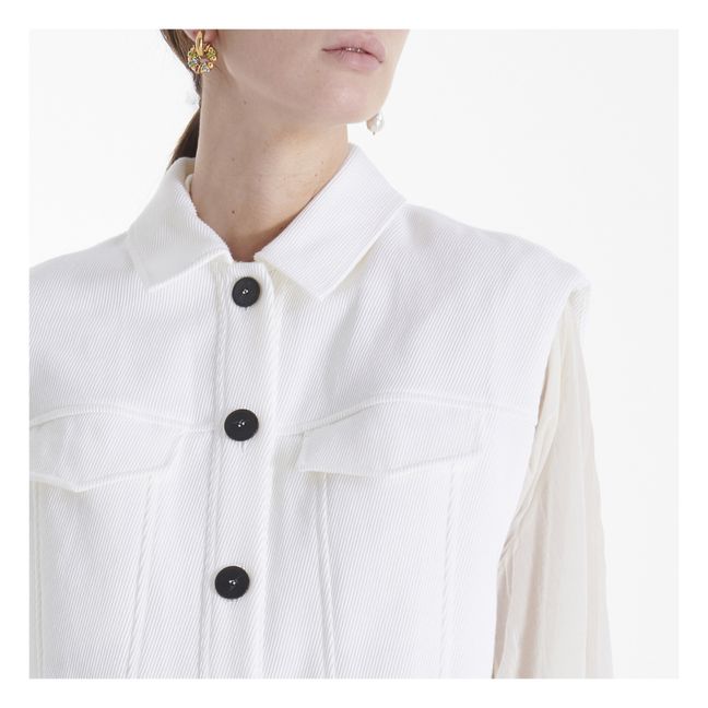 Giacca boxy in cotone e lana | Avorio