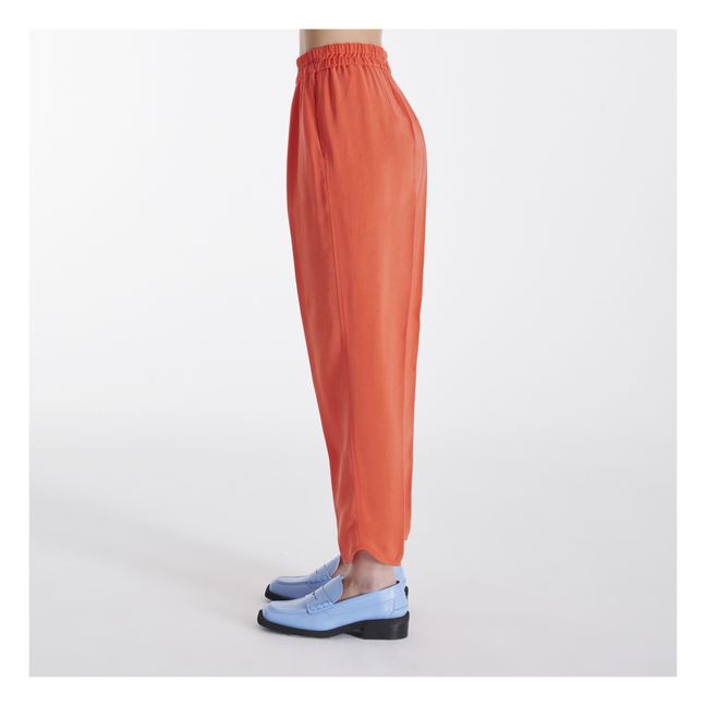 Cupro Elastic Waist Trousers Orange