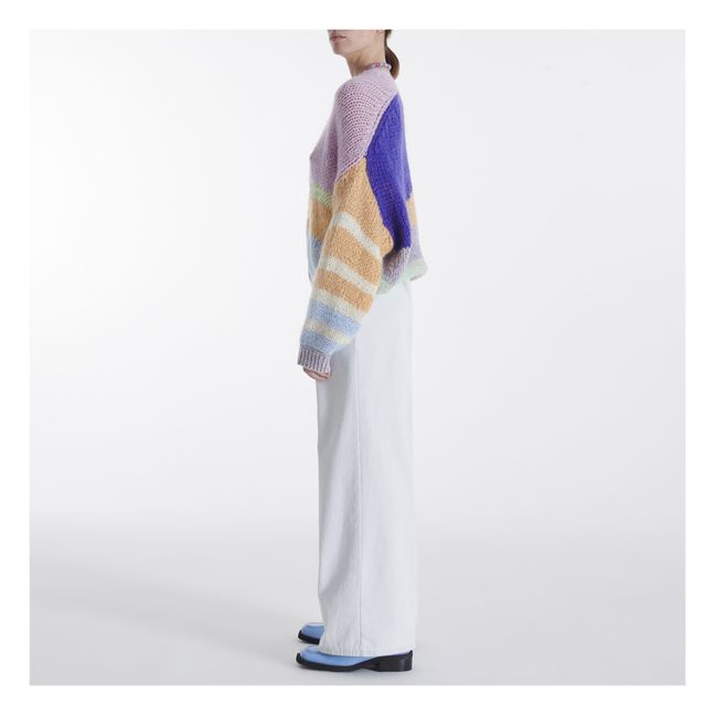 “True Colours” Cotton and Mohair Cardigan Blue