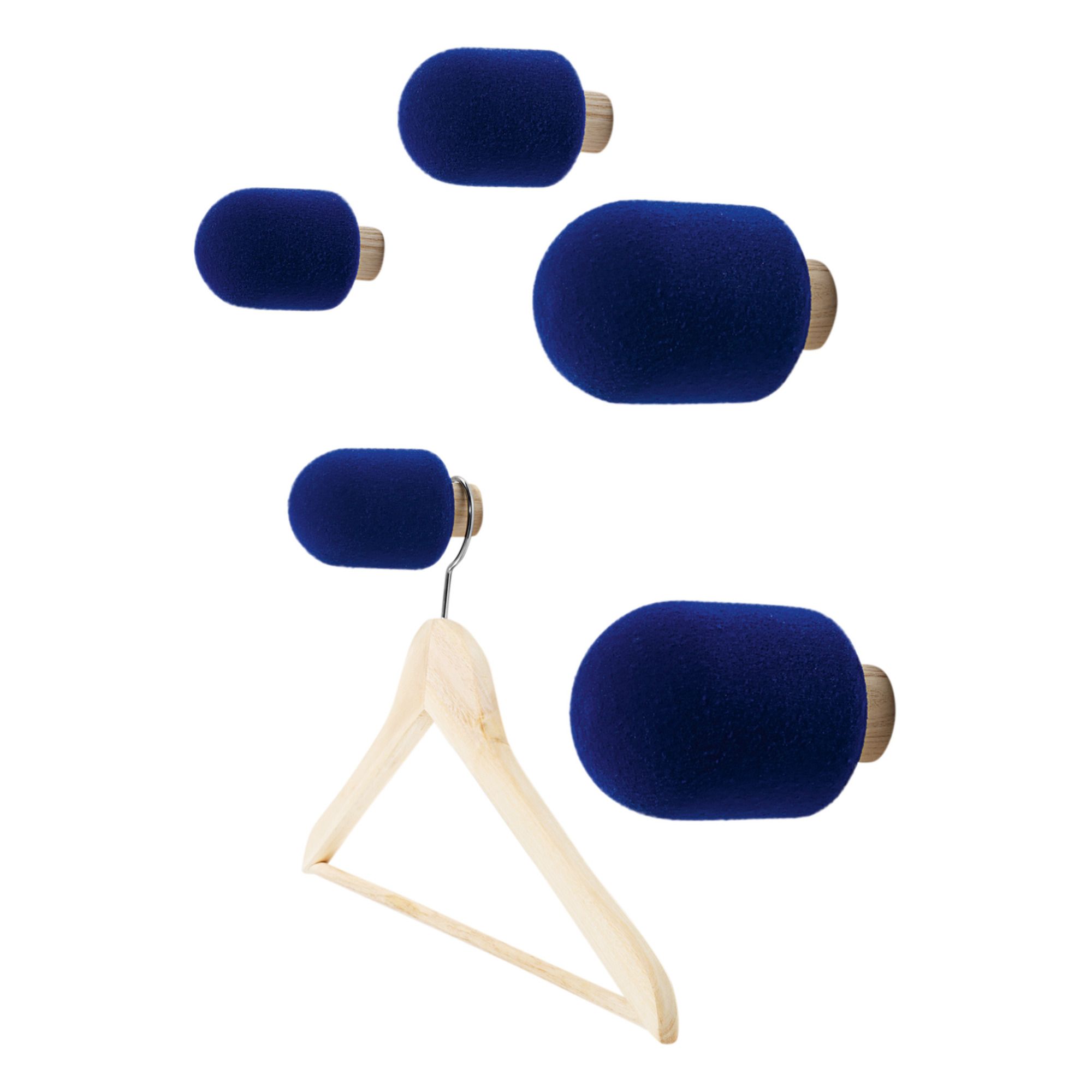 Moustache - Patère Micro- Big Game - Set de 5 - Bleu