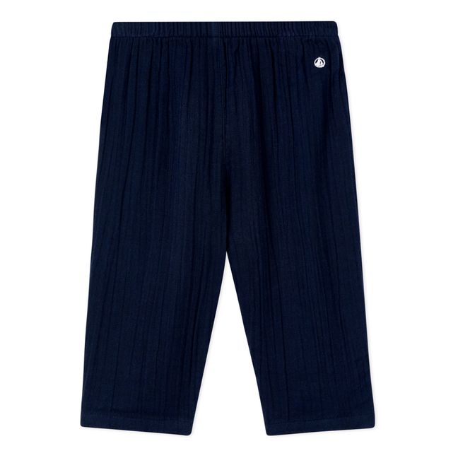 Barabel Organic Cotton Muslin Trousers Blu marino
