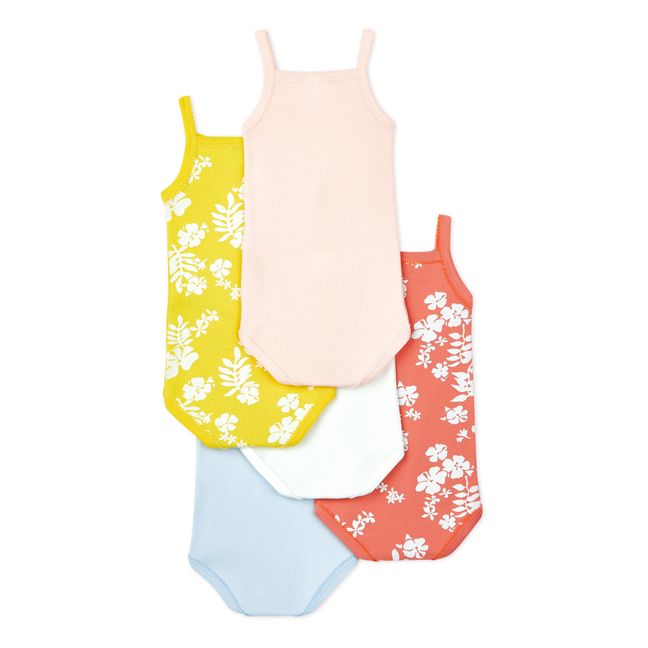 Organic Cotton Sleeveless Baby Bodysuits - Set of 5  Bianco