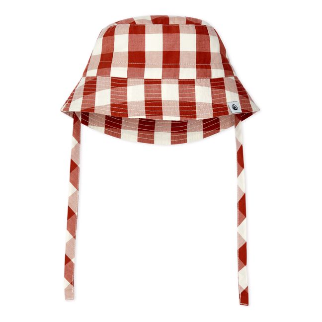 Checked Baby Bucket Hat Red