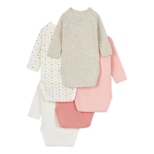 Berald Organic Cotton Baby Bodysuits - Set of 5 Pink