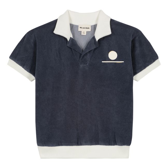 Leonard Organic Cotton Terry Cloth Polo Shirt Nero