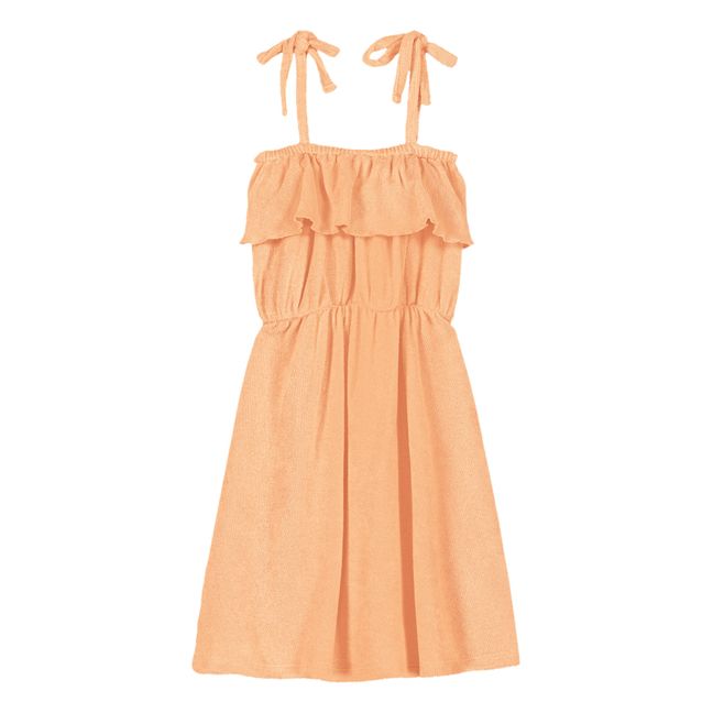 Raphaelle Organic Cotton Terry Cloth Dress Peach