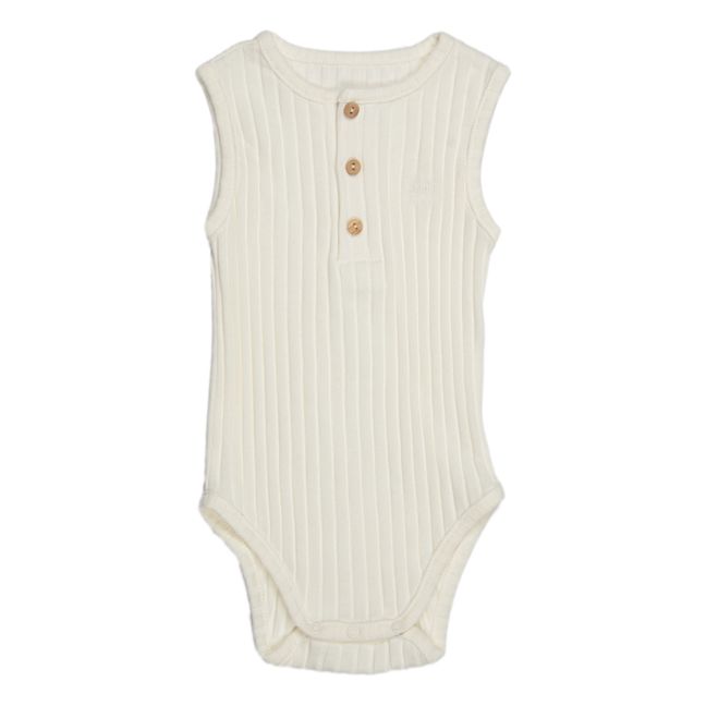 Organic Cotton Ribbed Baby Bodysuit | White