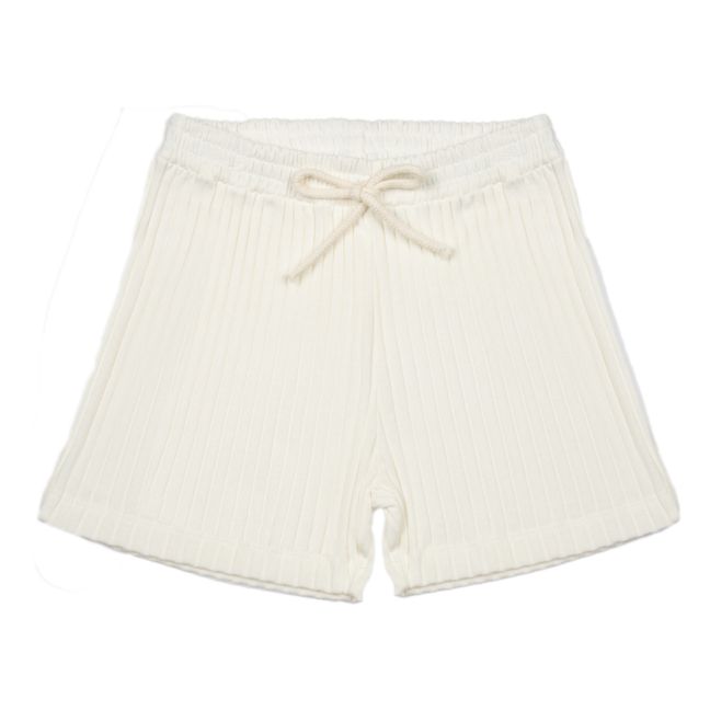 Organic Cotton Ribbed Pyjama Set | White