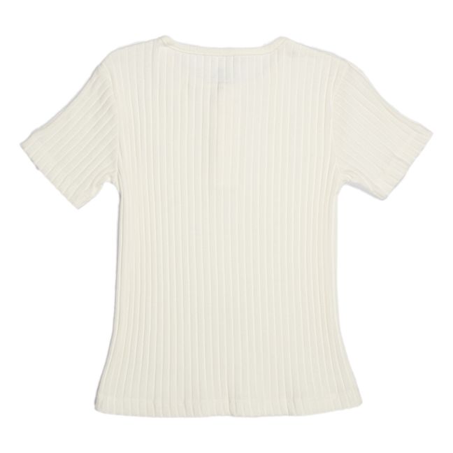 Organic Cotton Ribbed Long Pyjama Set Bianco