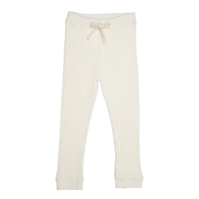Organic Cotton Ribbed Long Pyjama Set | White