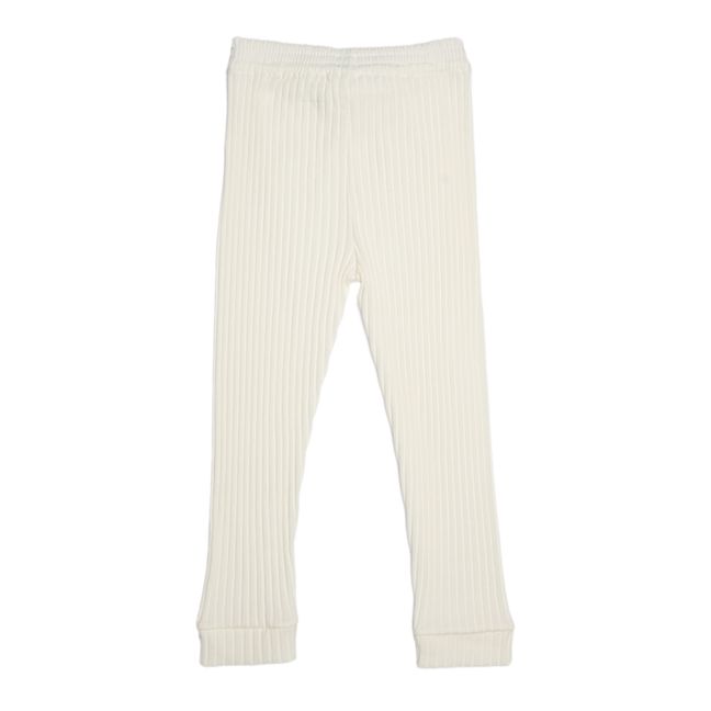Organic Cotton Ribbed Long Pyjama Set | White