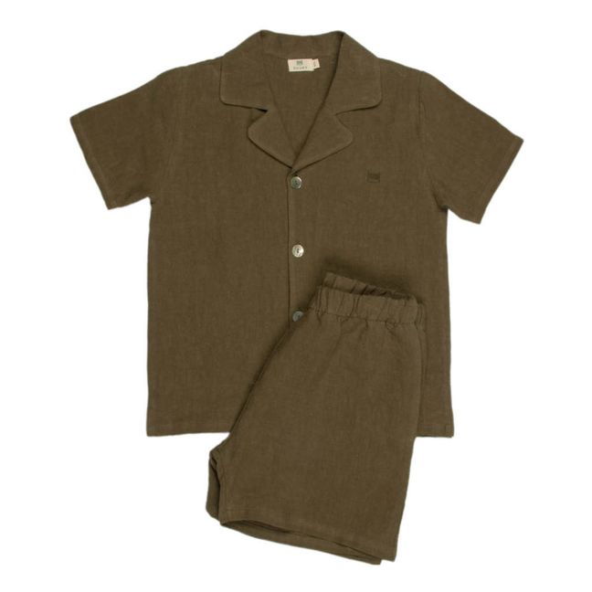 Linen Pyjama Set | Olive green