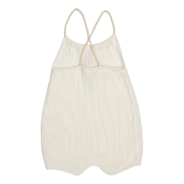 Organic Cotton Ribbed Pompom Romper White- Product image n°1
