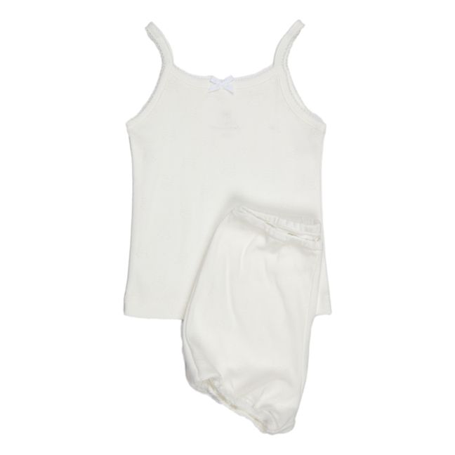 Organic Cotton Pointelle Pyjama Set | White