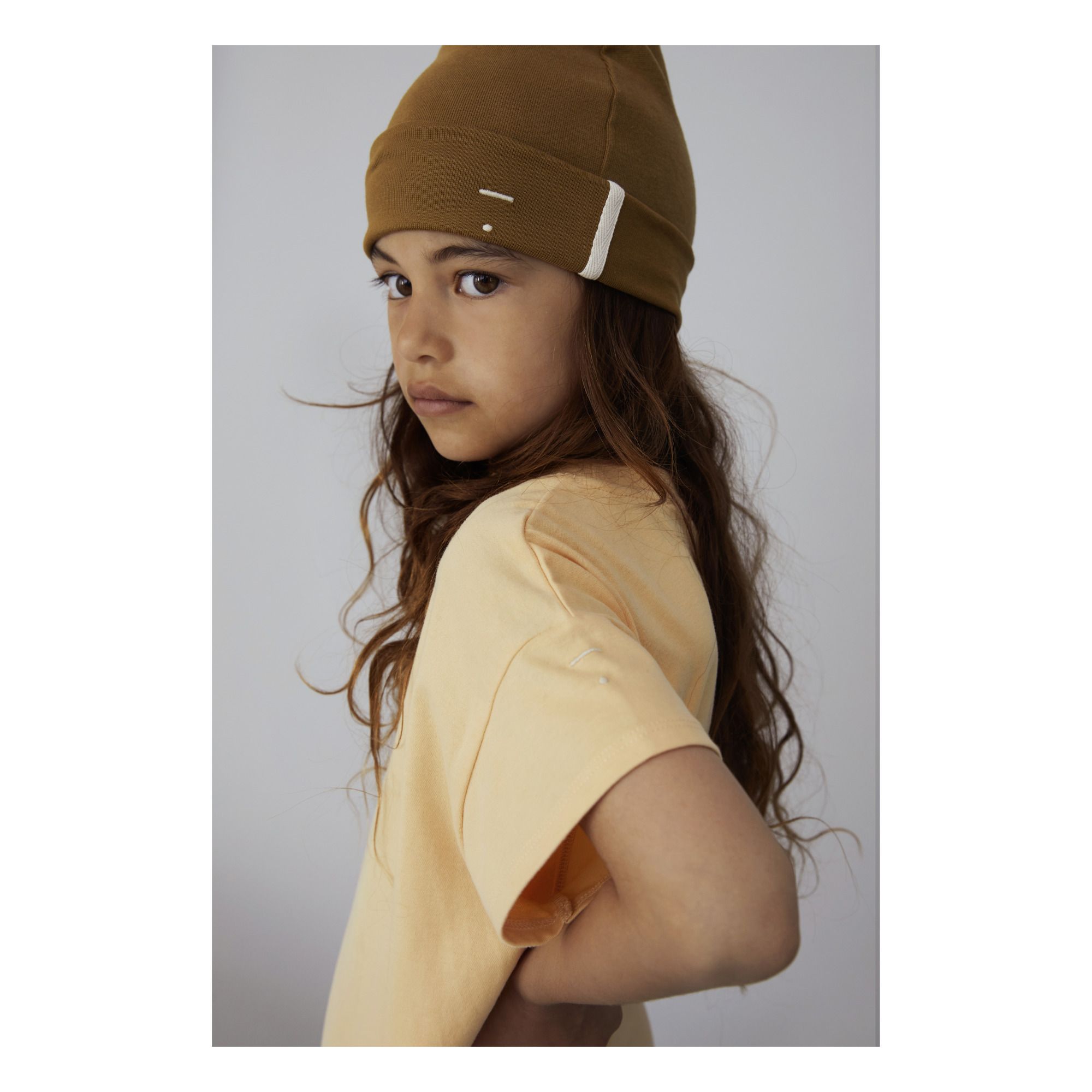 Organic Cotton Beanie Khaki Gray Label 