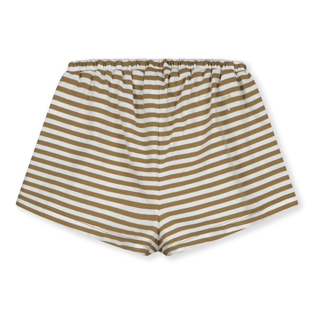 Organic Cotton Oversize Striped Shorts Khaki