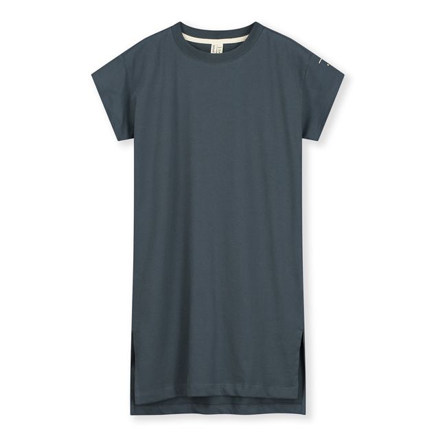 Organic Cotton Mid-Length T-shirt Dress Grey blue