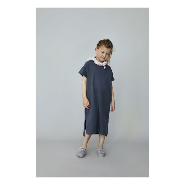 Organic Cotton Mid-Length T-shirt Dress Grey blue