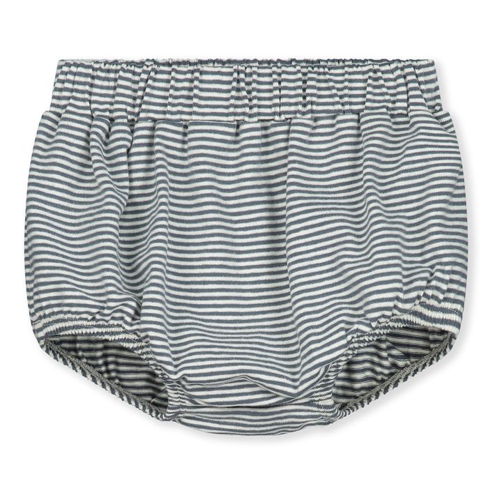 Organic Cotton Striped Bloomers | Grey blue- Product image n°0