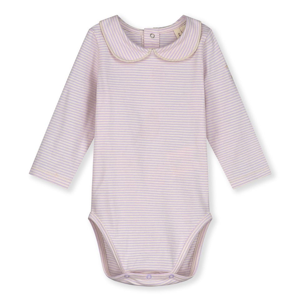 Gray Label - Body Rayé Col Claudine Coton Bio - Fille - Lilas