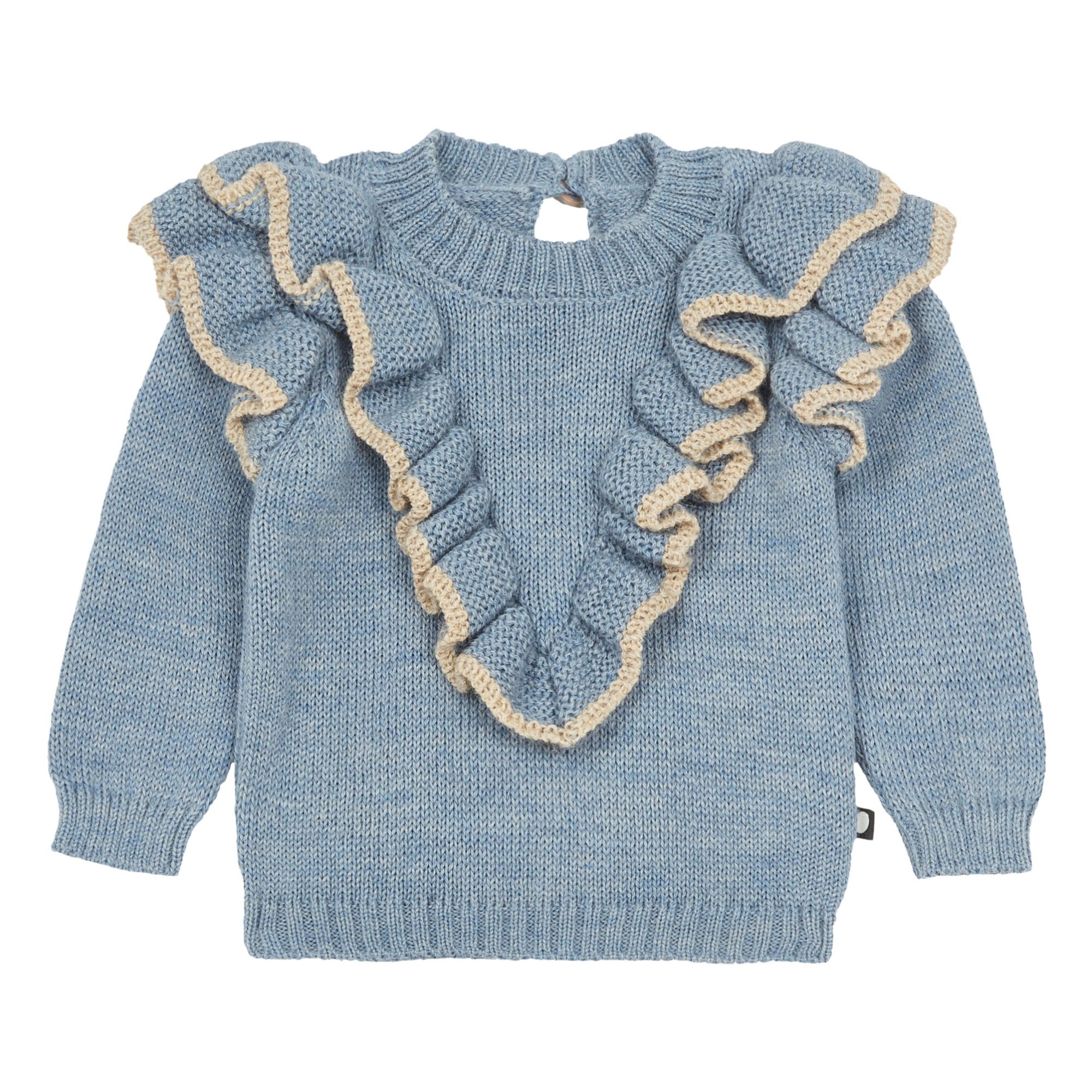 Baby Alpaca Wool Frill Jumper Blue- Product image n°0