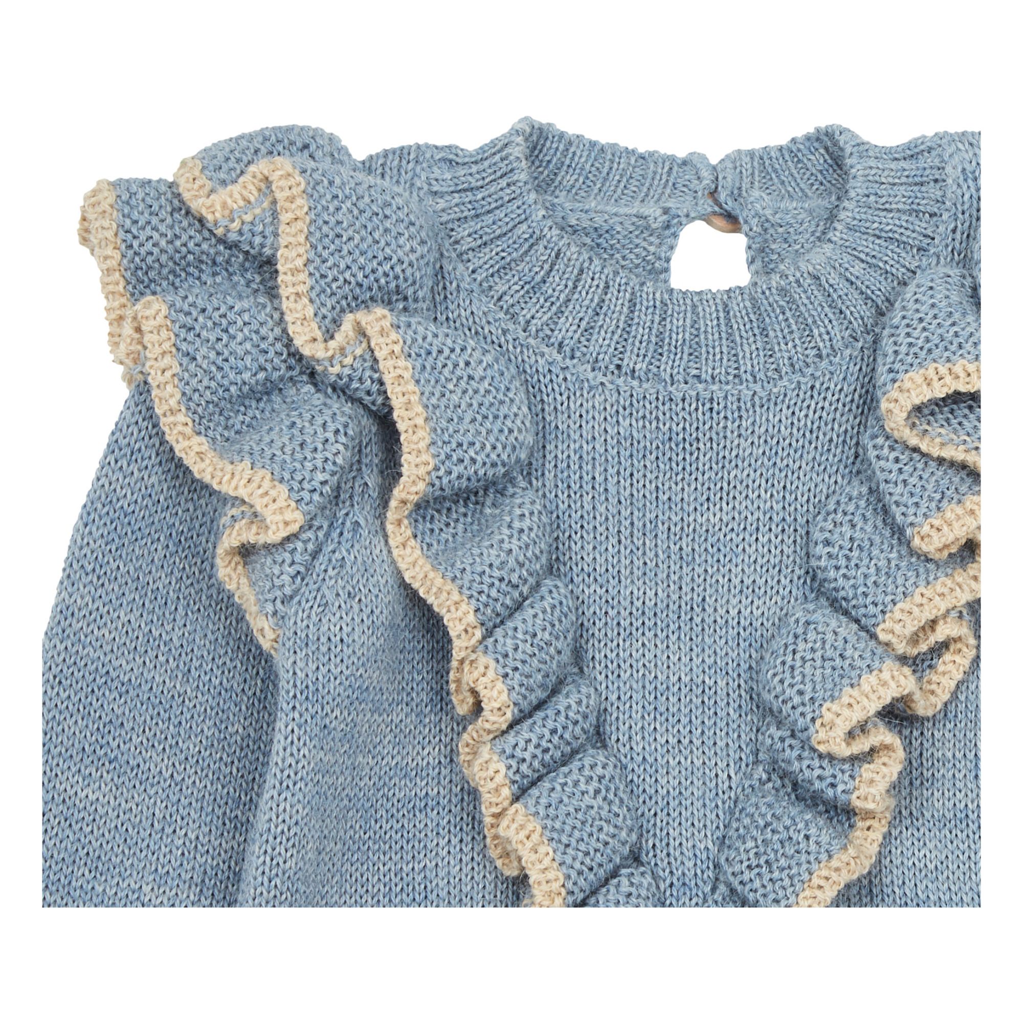 Baby Alpaca Wool Frill Jumper Blue- Product image n°1